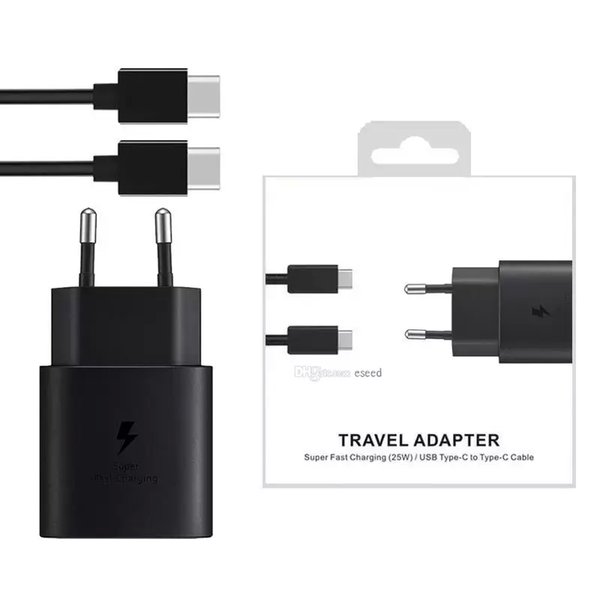 25W Type-C USB-C PD Wall Charger Super Fast Charging Adapter with Type C Cable for Samsung Galaxy S21 S20 Note 20 Note 10 Android Smartphones