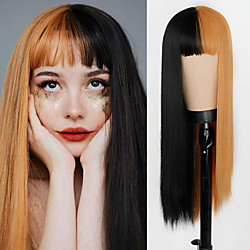 Synthetic Wig Straight Neat Bang Wig Medium Length A10 A11 A12 A13 A14 Synthetic Hair Women's Cosplay Party Fashion Red Brown Lightinthebox