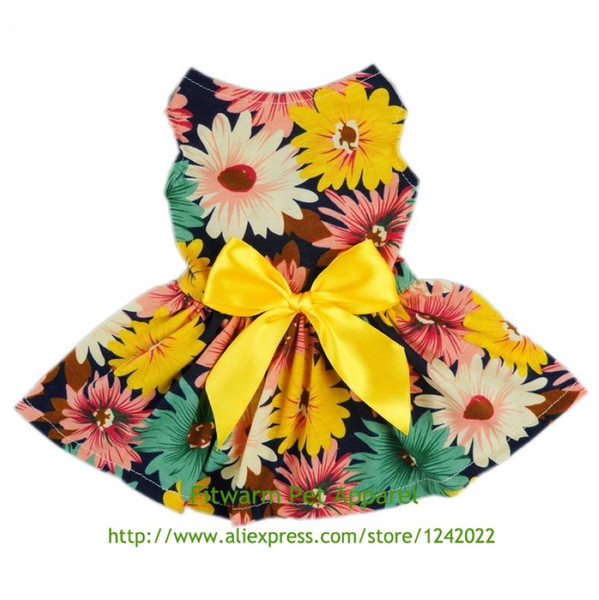 fitwarm pet elegant floral ribbon dog dress shirt vest sundress clothes apparel xs small medium large summer