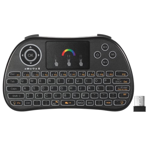 2.4GHz RGB Colorful Backlit Wireless Keyboard with Touchpad Mouse Remote Control for Android TV BOX HTPC PC