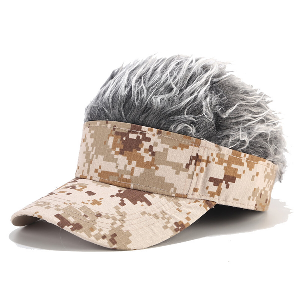 Camouflage Hat Men Synthetic Hairpiece Wig Peaked Cap