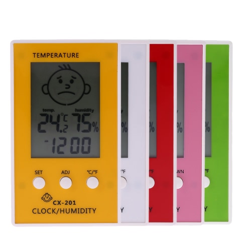 LCD Digital Thermometer Hygrometer Clock Temperature Humidity Measurement °C/°F Comfort Level Display