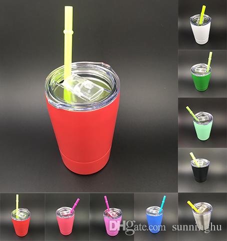 NEW Cup with lids straws Insulated Tumbler Stainless Steel Lowball Wine Tumbler Wine Glasses mug straw color randomly