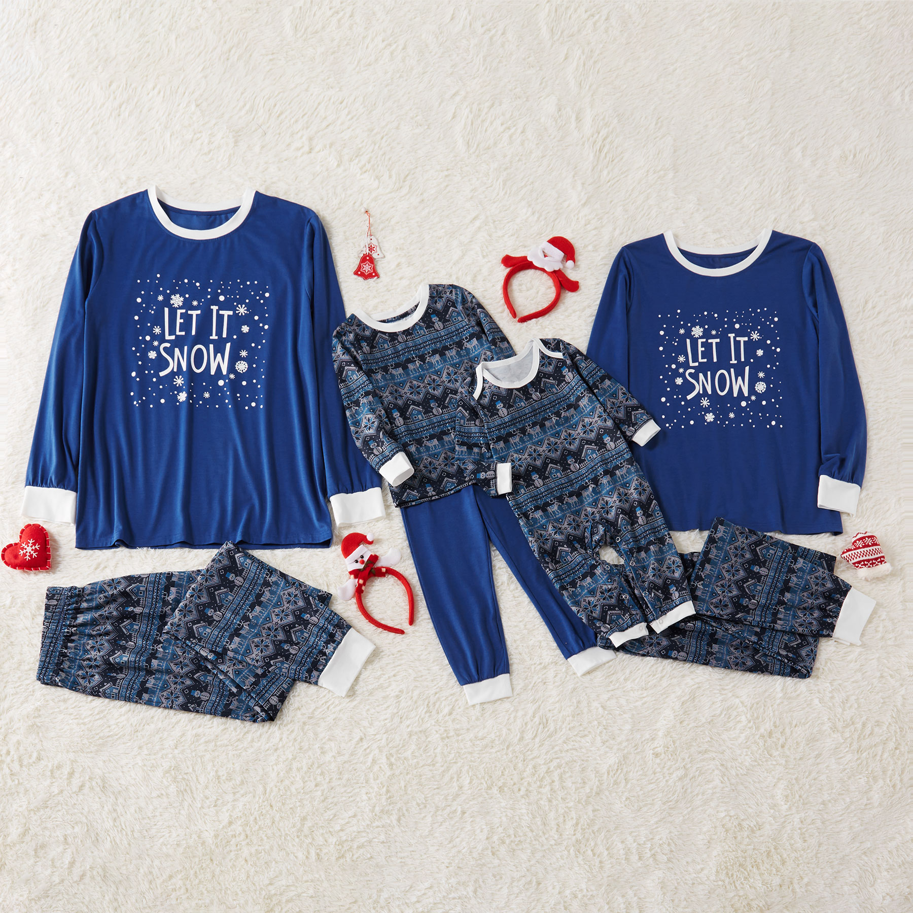 Mosaic Family Matching Let It Snow Top and Pants Pajamas Set for Dad - Mom - Kid - Baby