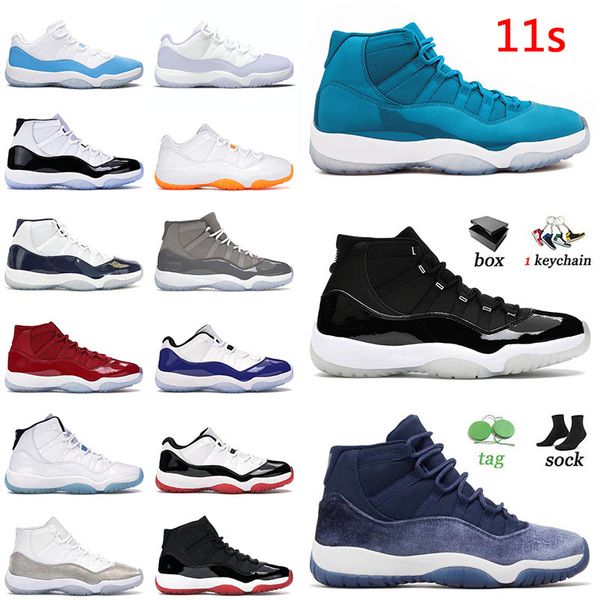 With Box 2023 11 Basketball Shoes 11s Miami Dolphins Top Jumpman 25th Anniversary High Midnight Navy XI Men Women Trainers OG Sneakers