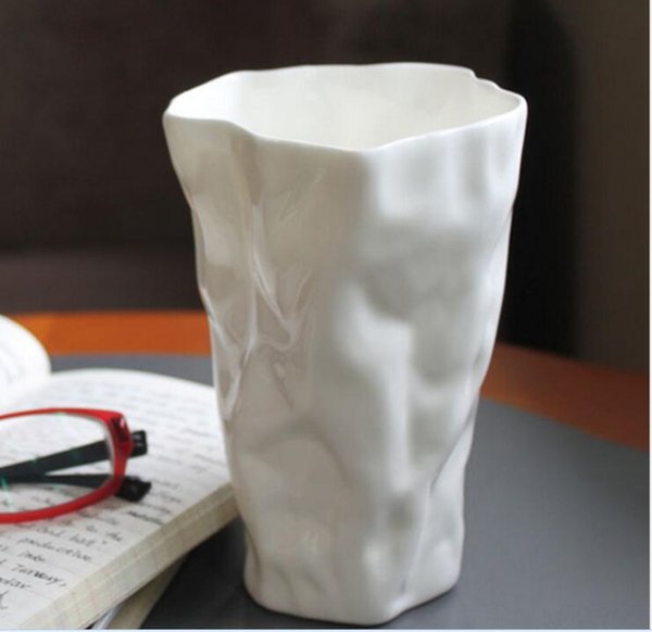 Folding cup creative cup high quality lead-free bone porcelain art design pure white origami Mugs