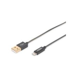 Ednet Premium Metal - Lightning-Kabel - Lightning (M) bis USB (M) - 1,0m - Doppelisolierung - Schwarz - für Apple iPad/iPhone/iPod (Lightning) (31070)