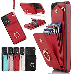 Phone Case For Samsung Galaxy Back Cover Wallet Case S23 S22 S21 S20 Plus Ultra A73 A53 A33 Note 20 10 Ring Holder Anti-theft with Wrist Strap Solid Colored TPU PU Leather miniinthebox