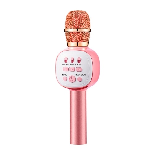 Microphone de karaoké sans fil à condensateur Micro de surveillance portable pour enfants avec effets de lumière LED