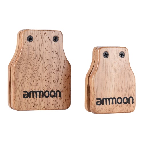 ammoon Large & Medium 2pcs Cajon Box Drum Companion Accessory Castanets for Hand Percussion Instruments