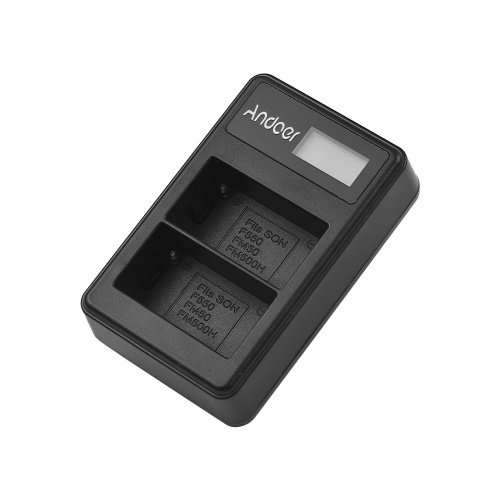 Andoer LCD2-NPF550 Cargador de batería dual USB para Sony NP-F550 NP-F570 NP-F530 NP-F330