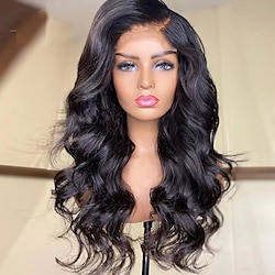 Soft Natural Color Loose Wavy Synthetic Hair Wigs for Women Glueless 180% Density Long Lace Front Wigs with Baby Hair Lightinthebox