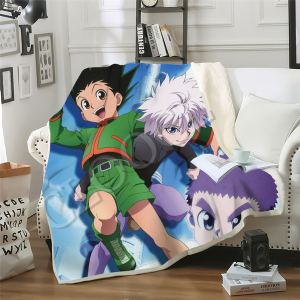CLOOCL New Hunter X Hunter Blanket 3D Print Japanese Anime Double Layer Fashion Casual Sofa Youth Bedding Throw Autumn and Winter Blankets