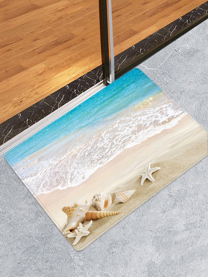 Beach Starfish Conch Pattern Flannel Skidproof Mat