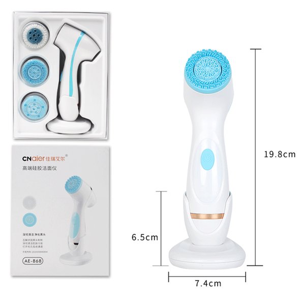 3 In 1 Deep Facial Cleansing Sonic Silicone Face Brush Waterproof Design Skin Cleanser Spin Brush Set Tool For Remove Acne Raben