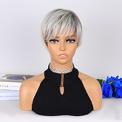 Synthetic Wig Straight Natural Straight Short Bob Machine Made Wig 8 inch White Synthetic Hair Women's Soft Adjustable Classic White Lightinthebox