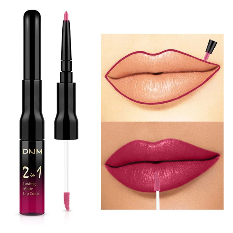 DNM ML0031 2 in 1 Lip Gloss Liner Matte Double Head Lipstick