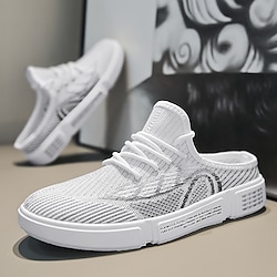 Men's Clogs  Mules Sporty Look Casual Athletic Walking Shoes Elastic Fabric Breathable White Beige Gray Summer Lightinthebox