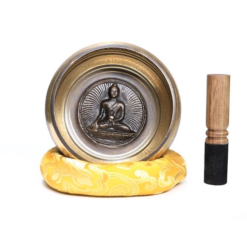 Tibetano Cobre Buda Sonido Cantar Juego de Cuenco Meditación Instrumento musical Decoración del hogar con Striker y Cojín
