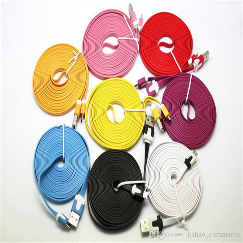 1M 3FT 2M 6FT 3M 10FT noodle flat USB Data Sync Charger Cable Cord For Smart Phone,Mobile phone