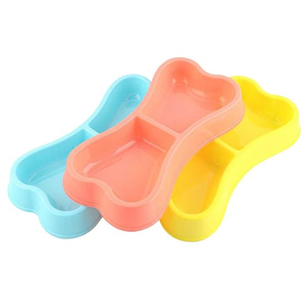 Cat Bowls & Feeders Pet Products Candy Color Plastic Dog Bowl Blue Drinking Water Bottle Accessories Cute Bone Shape For Puppy Food