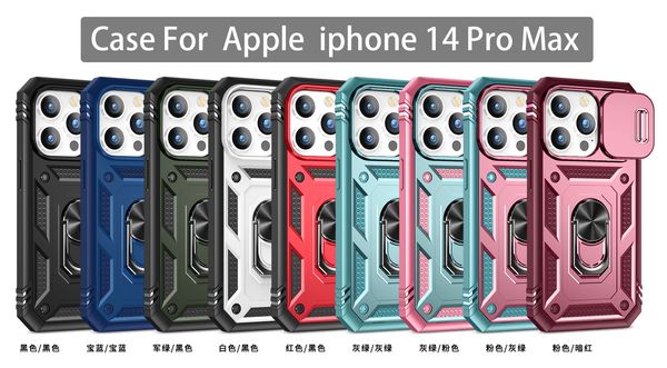 Lens sliding window colourful Phone Cases For iPhone 14 14Pro 13 12 11 bracket prevention shells