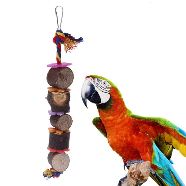 colorful bird toys parrot flower wooden bite toys with bell molar exercise pet toy new arrival