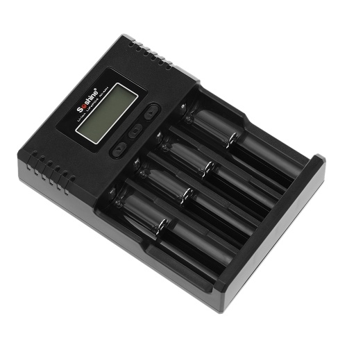 Soshine Universal Cargador de batería inteligente Pantalla LCD de 4 ranuras para Li-ion LiFePO4 Ni-MH Batería de Ni-Cd con cargador de automóvil