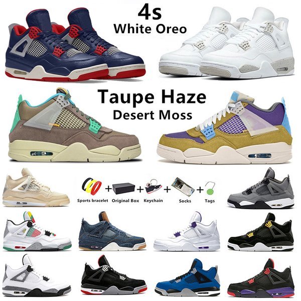 Taupe Haze Desert Moss Jumpman 4s mens basketball shoes 4 White Oreo Deep Ocean men women trainer sports sneakers Silt Red 5.5-13