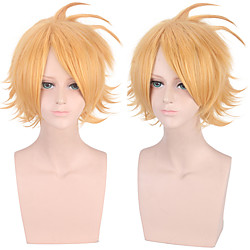 Cosplay Costume Wig Synthetic Wig Loose Curl With Bangs Wig Short Light Blonde Synthetic Hair Men's Anime Cosplay Blonde