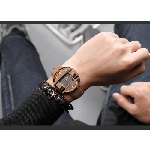 CADISEN C2027 Simple moda hombres reloj correa de cuero reloj de cuarzo reloj de pulsera impermeable a prueba de agua reloj para hombre