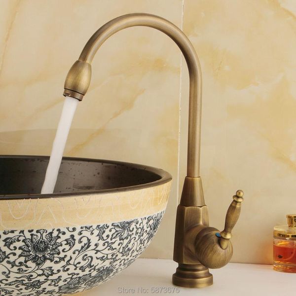 Bathroom Sink Faucets High Style Above Counter Basin Faucet Antique Brass Swivel Vanity Mixing European Single