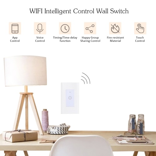 WIFI Intelligent Touch Control Wall Switch Supported Smart Phone App Operated/ Voice Control/ Timing/ Time-delay/ Sharing Function Cpmpatible for Android/ IOS System for Lighting Fixture