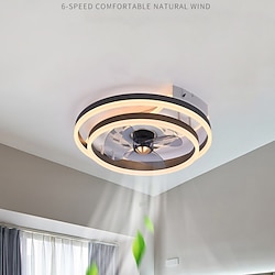 Ceiling Fans with Lights Flush Mount Low Profile Indoor Ceiling Fan,19.5 Dimmable Bladeless Ceiling Fans with Remote Control,Smart 3 Colors 6 Speeds Reversible Lightinthebox