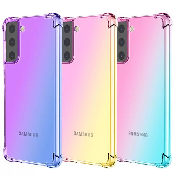 For Samsung S23 Soft Cases Rinbow Clear Gradient Transparent TPU Protective Back Cover Galaxy S22 Plus 5G S21 S30 Ultra S20 FE S10 S9 S8 Plus