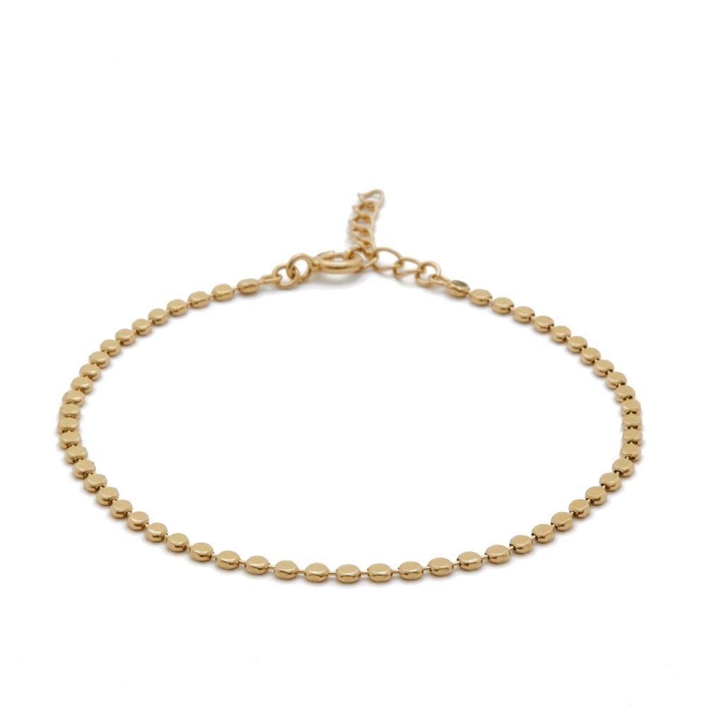 14ct Gold Plated Sterling Silver Flat Bead Chain Bracelet