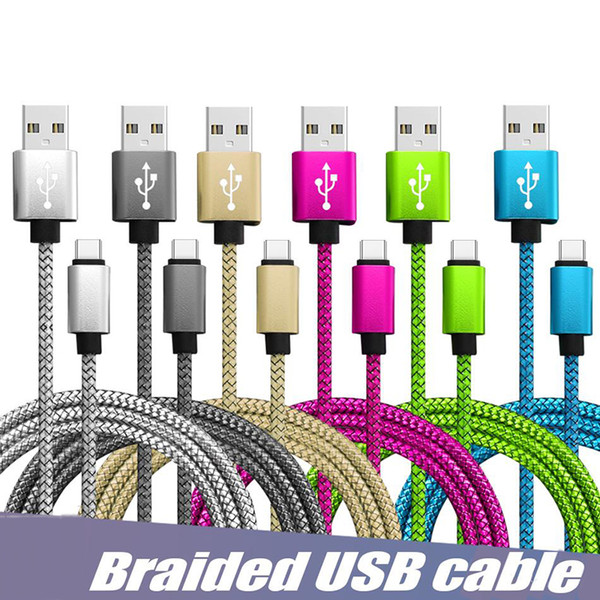 USB Cable Fast Charging Data Sync Phone Cable Cords USB C Type C Micro USB 3FT 6FT 10FT for Samsung LG Universal Cellphones
