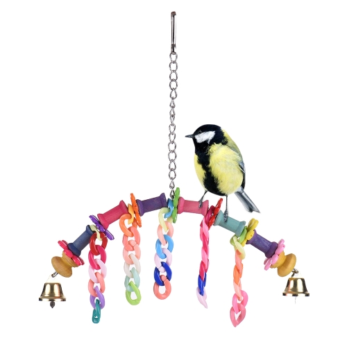 Colorful Parrot Chew Bite Climb Toy Wooden Hanging Toys Bird Cage Accessories for Parakeet Budgie Macaw Cockatoo