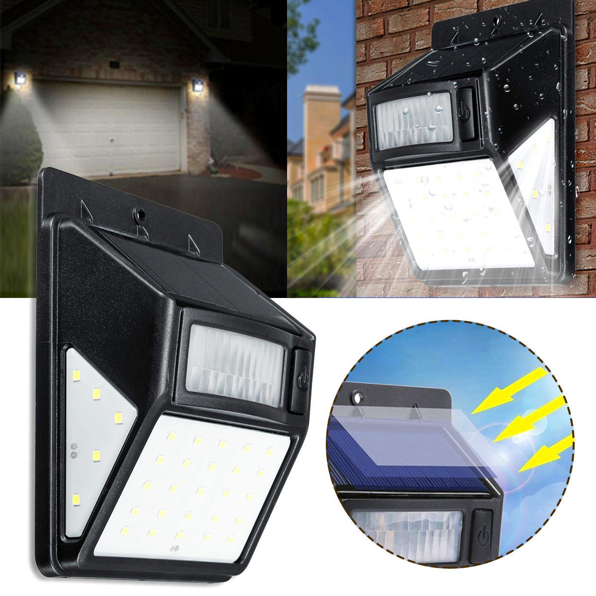 Solar Power 35 LED PIR Motion Sensor Garden Security Light Outdoor Yard Wall Lamp