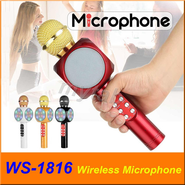WS-1816 Handheld KTV Wireless Microphone Bluetooth HIFI Speaker KTV With Speaker Mic Handheld Loudspeaker Portable Karaoke Player colorful