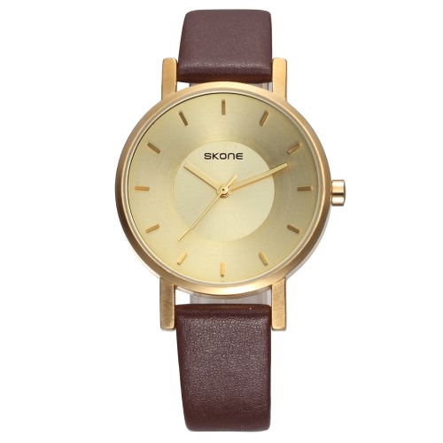 SKONE Fashion Luxury Quartz Couple Watches Water-Proof PU Leather Lovers Watch Men Women Casual Wristwatch