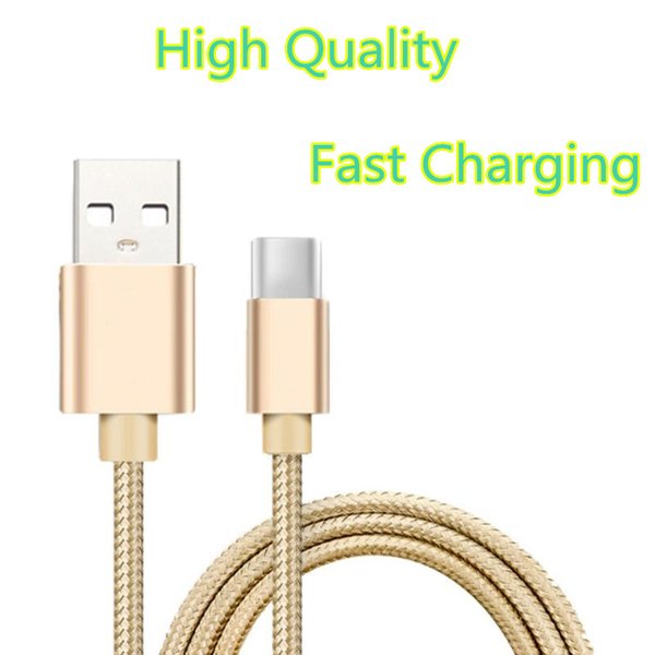 Nylon Braided 2A High Speed USB Type C Cables 1m 2m 3m Data Sync Micro Fast Charger Cable For Tablet Android Metal Housing USB Phone Cord