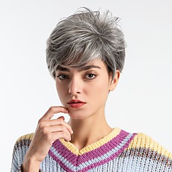 Synthetic Wig Natural Straight Pixie Cut Wig Medium Length Grey Synthetic Hair 8 inch Women's Fashionable Design New Arrival Comfortable Dark Gray MAYSU / Natural Hairline / Natural Hairline Lightinthebox