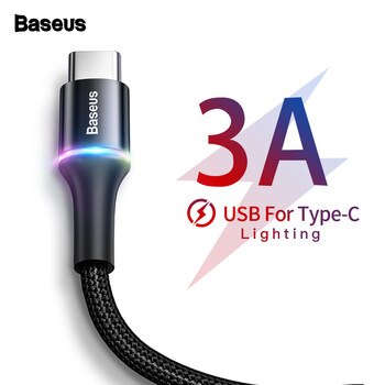 Baseus USB Type C Cable For Samsung Xiaomi Redmi Note 10 Fast Charging Wire Cord USB-C Charger Mobile Phone USBC Type-c Cable 3m
