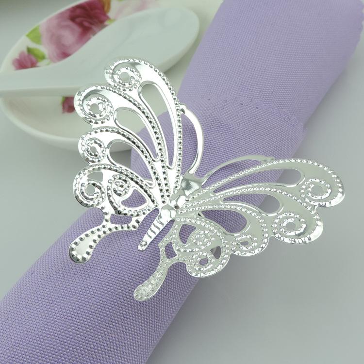 New arrival Silver Butterfly Napkin Rings Metal Wedding Table Cloth Ring for Hotel Wedding Banquet Decoration Accessories Free Shipping