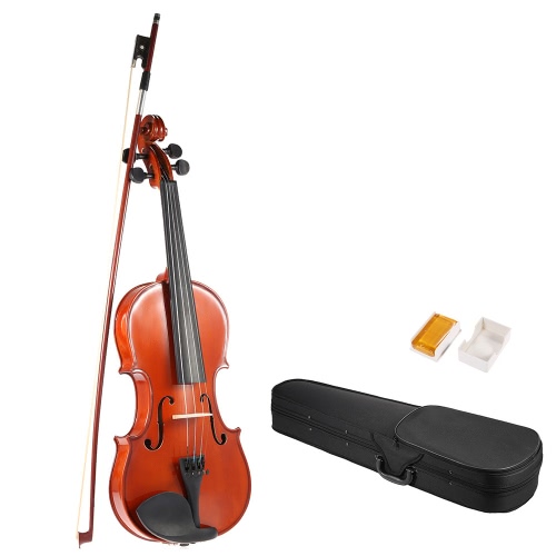 ammoon 4/4 Full Size Solid Wood Antique Violin Fiddle Gloss Finish Spruce Face Board with Hard Case Bow Rosin