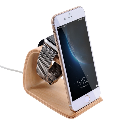 SamDi Wooden Charging Stand Holder Station Dock Cradle for Apple Watch iWatch 38mm 42mm All Edition for iPhone 6 6S 6 Plus 6S Plus 5S 5C 5 Samsung Galaxy S6 S6 edge Note5 HTC Smartphone Tablets Eco-friendly Material Stylish Anti-skid Anti-scratch Lightwei