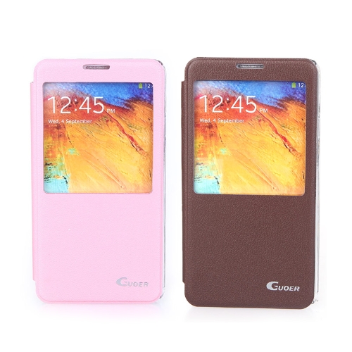 Flip Smart View PU nahk Case Cover Samsung Galaxy märkuse 3punktisaesitatudmääratlusele N9000 Brown